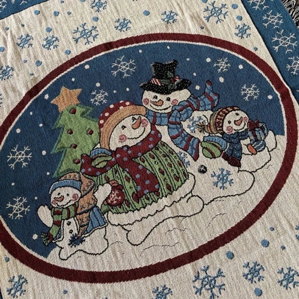 Winter Christmas Snowman Family Throw